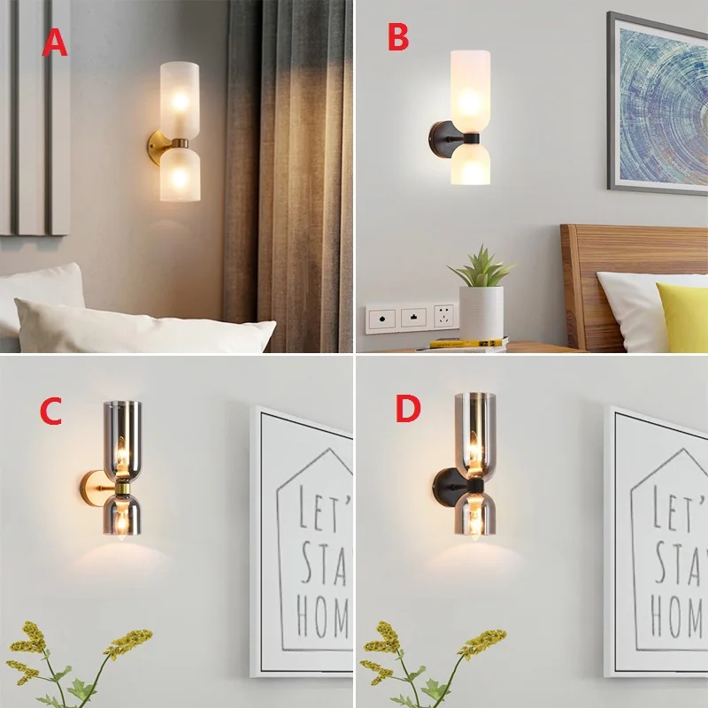 

Bedroom Indoor Wall Light Hallway Wall Lighting Kitchen Glass Wall Lamp Bar Wall Sconce Free Bulbs E14 Screw Holders