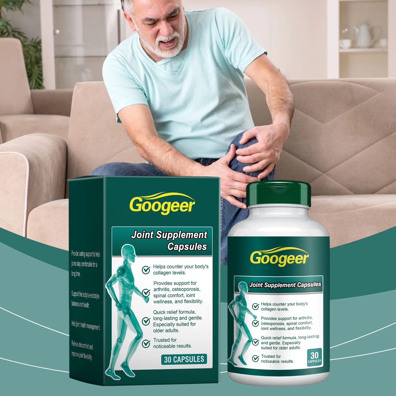 Googeer 30pcs Joint Supplement Capsules Vitamin C Relieve Joint Tension Enhance Flexibility Reduce Pain Swelling Joint Capsules