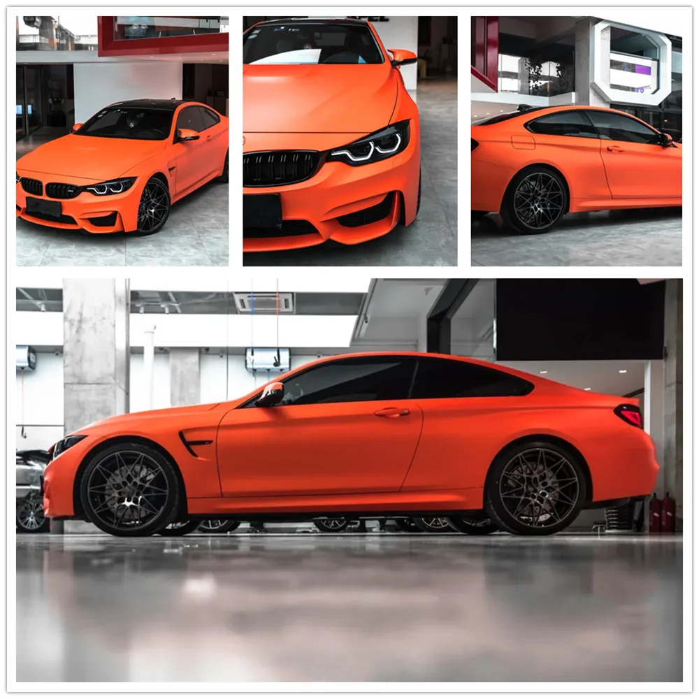 

SUNICE Orange Premium car Satin Matte Vinyl Wrap Sticker sheet Air Release 20" x 60"(50cm x 152cm) Auto Decoration Vinyl