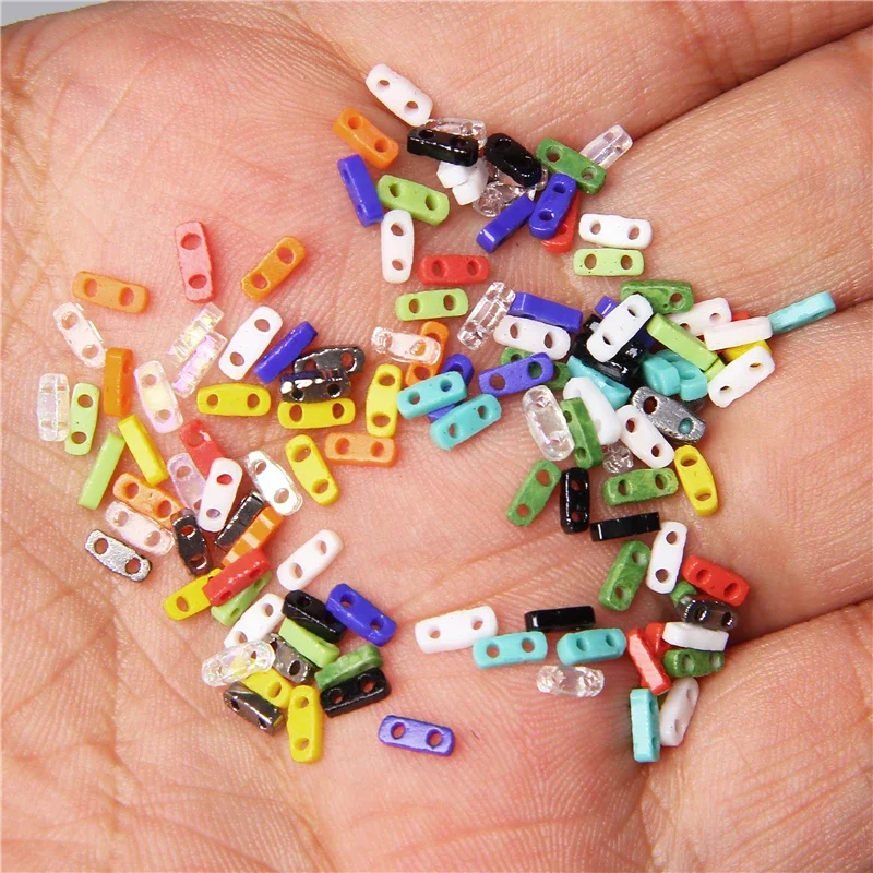 Podwójny otwór płaski Tila koraliki 1x5mm luzem Multicolor czeskie szkło Miyuki do robótek ręcznych DIY biżuteria Making Accessries — zdjęcie 2