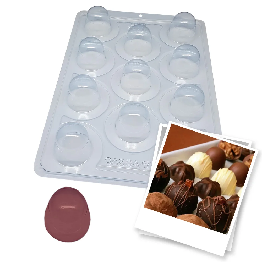 BWB SP 834 semi-professional mold 3 parts truffles chocolates shell 17g for 11 cavity hot chocolate 17-58g plastic three-dimensional PET accessories and pastry tools