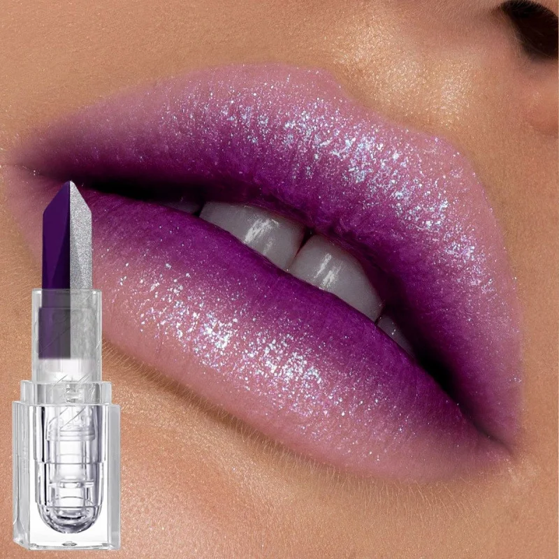 JUJU DREAM Rouge à lèvres sirène bicolore à effet dégradé, hydratant, longue tenue, waterproof, avec paillettes, application facile et douce, respectueux de la peau.