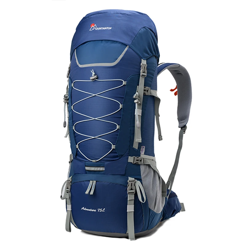 MOUNTAINTOP 75L Hiking Internal Frame Backpack with YKK Zippers and Rain Cover