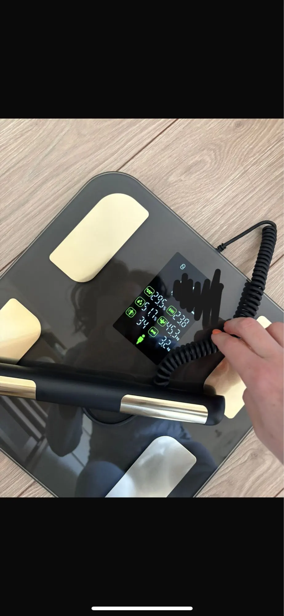 Smart Body Composition Scale with Handheld Sensor – 1.5 m Spiral Cable | Fitness & Health Tracker