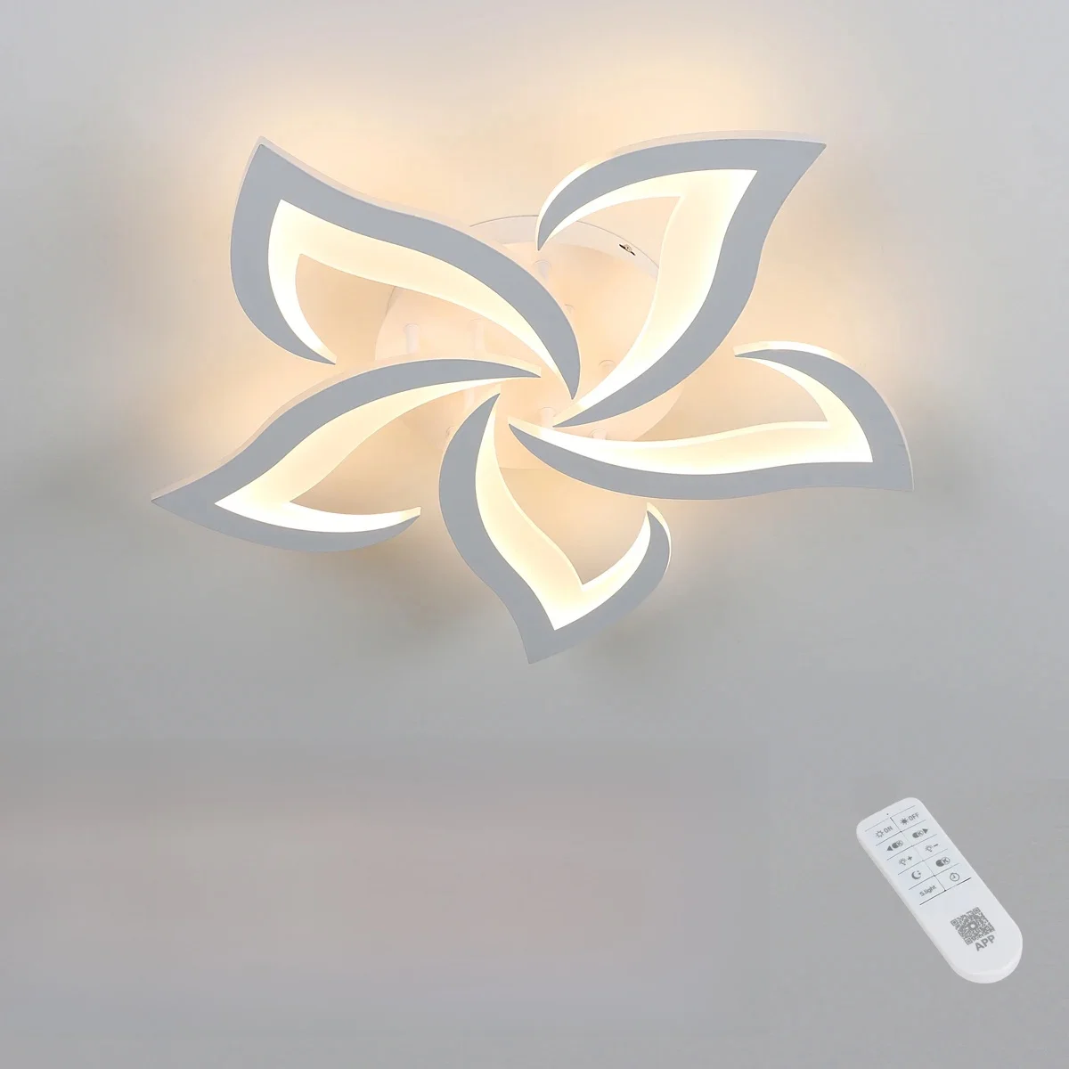Modern Ceiling Light 40W 4700LM, Dimmable LED Ceiling Lamp 3000-6500K, Acrylic Ceiling Lights Fashion Petal Shape, for Bedroom