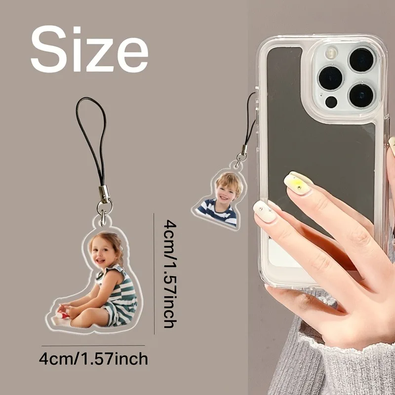 Custom Photo Acrylic Phone Lanyard, Can Print Portraits, Pets, Or Shaped Charms. It's A Great Keepsake Gift For Parents And Kids view 4