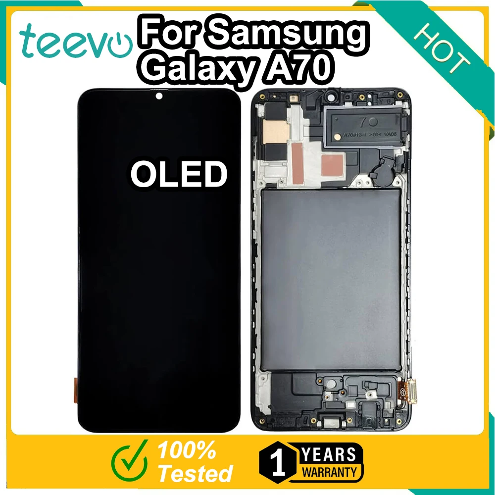 

Teevo LCD For Samsung Galaxy A70/A705/A70s OLED display window Screen & Touch Screen Digitizer With Frame Black