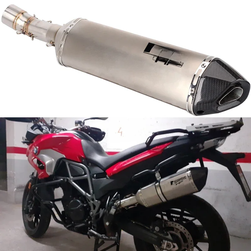 Motocykl wydechowy zmodyfikowany ucieczka Moto tłumik z włókna węglowego poślizgu na połowie rura łącząca dla BMW F800GS ADV F650GS F700GS F800GT F800R — 2