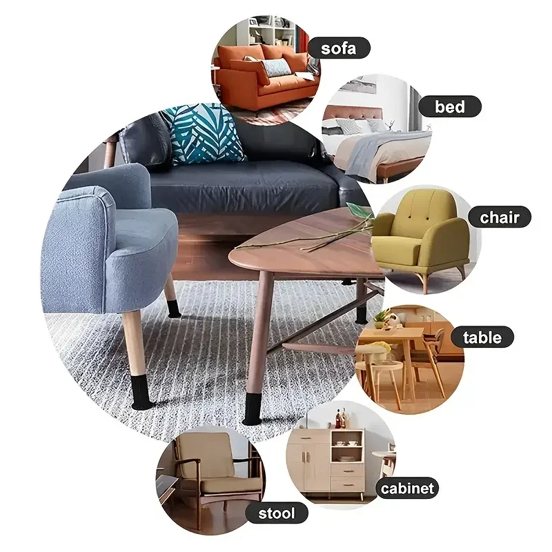 16Pcs Chair Legs Socks Knitted Furniture Feet Floor Protectors Anti-slip Pads Silent Thicken Table Chair Leg Socks Covers
