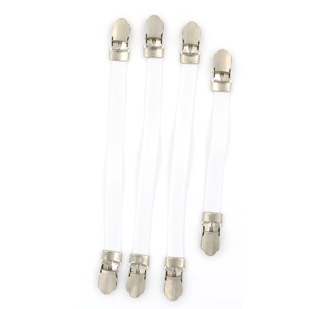 4pcs Adjustable Bed Sheet Fasteners Straps Elastic Mattress Cover Corner Holder Clip Grippers Suspender Cord Hook Loop Clasps