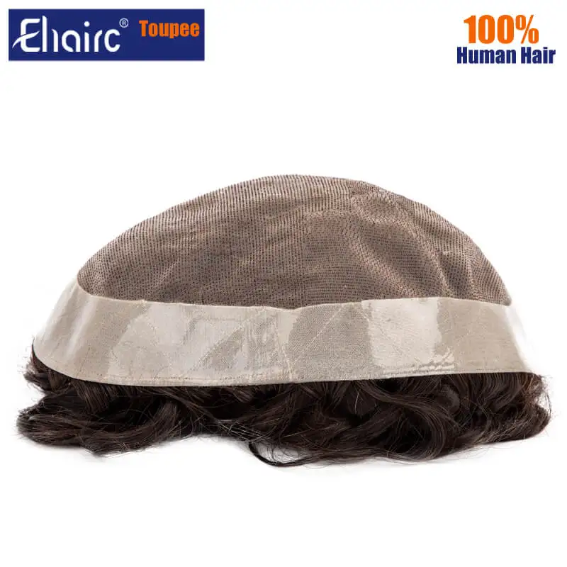 25mm Curly Hair Mono Natural Human Hair Toupee Breathable Male Hair Prosthesis Capillary 7\