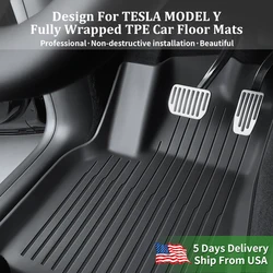 Design for Tesla Floor Mat Model Y 2020-2024 Car Trunk Mat Luggage Mat TPE Waterproof Anti-Slip Set Floor Liner Mat Accessories