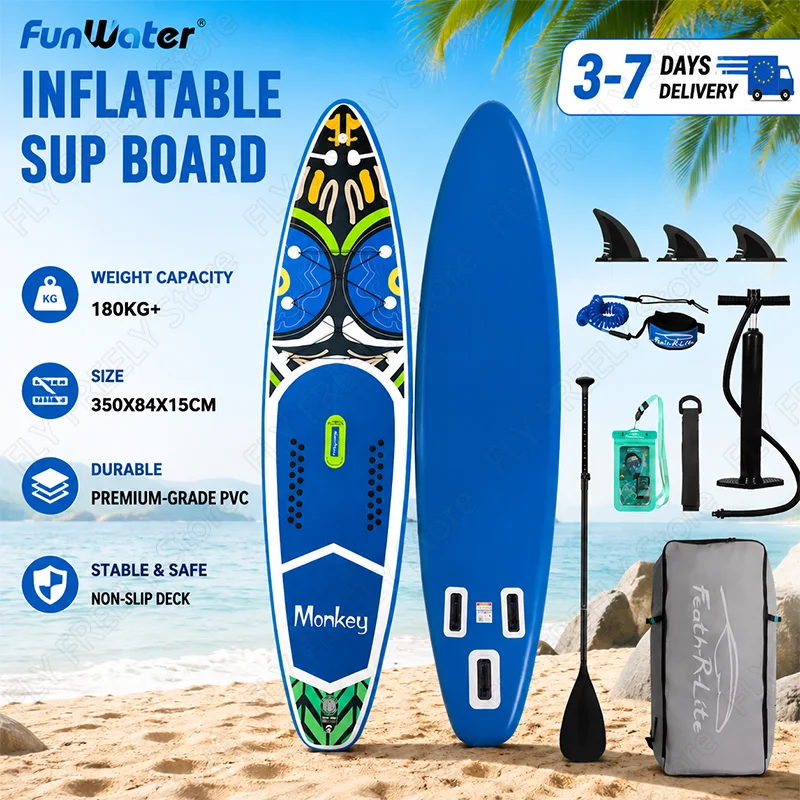 FunWater Planche de paddle gonflable, planche de surf, planche de SUP 11'6 " × 33 " × 6 " antidérapante, planche de paddle pour sports nautiques, best-seller en Europe