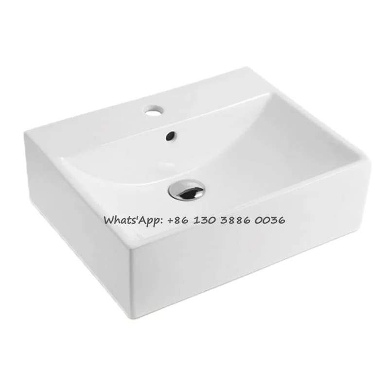 Customized Ceramic Table Top Washbasin Nordic Art Hotel Wall Hang Countertop Sink Luxury White Rectangular Bathroom Wash Basin