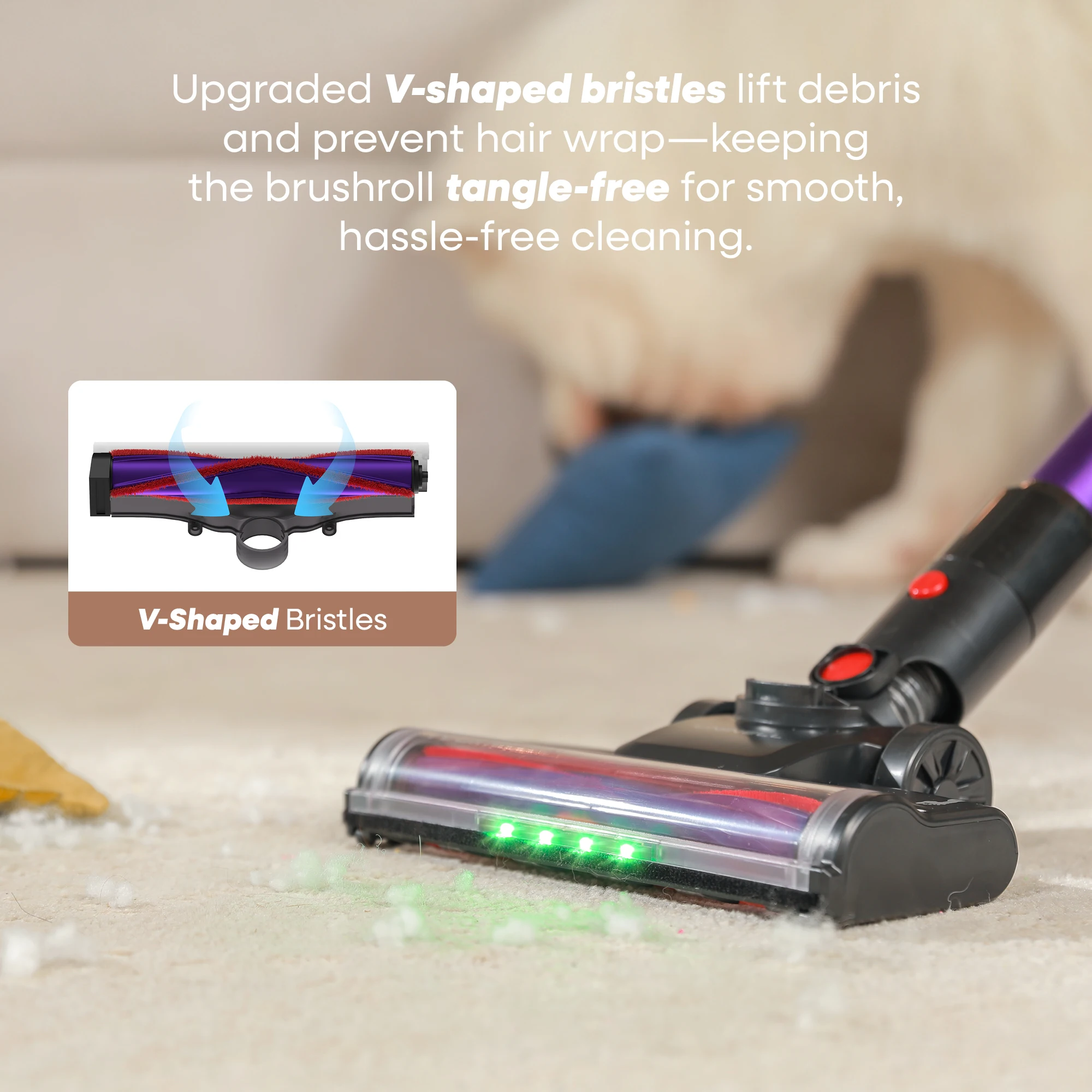 Refurbished UNINELL HOME By Erabros UV2 Cordless Vacuum Cleaner, 48KPa 550W Vertical Vacuum Cleaners for Home, Lightweight Stick Vacuum with 65Mins Runtime, Self-Standing, Anti-Tangle Handle Vacuum for Pet Hair (Refurbished) view 5