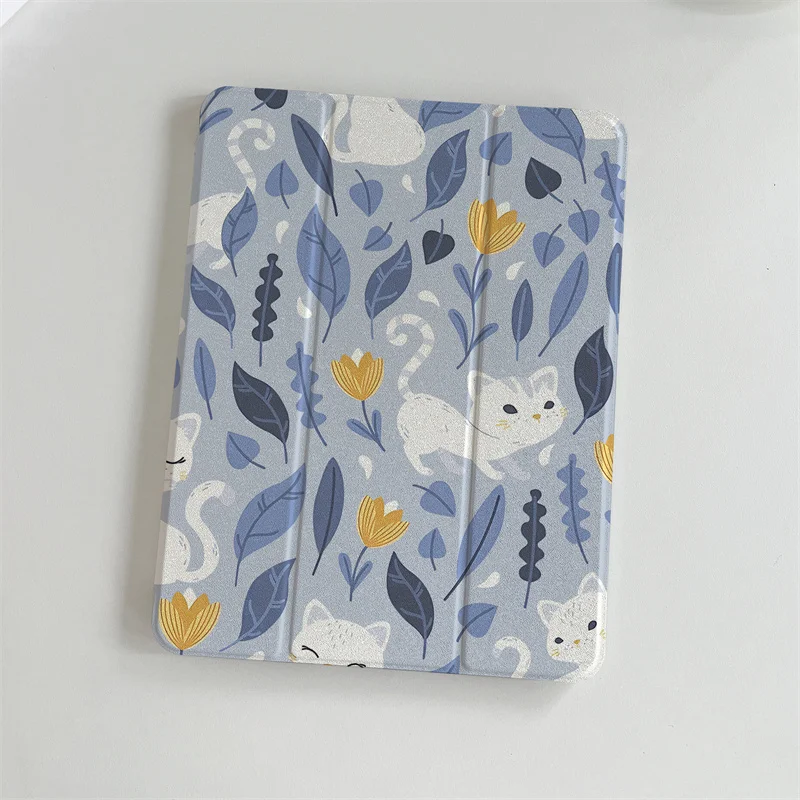 Cute Cat Print Tablet Case For iPad Air 2024 Pro 11 inch iPad Air 5/4 10.9 10th 5/6/7/8 10.2 9.7 inch Air3 10.5 mini 6/5/4 Cover