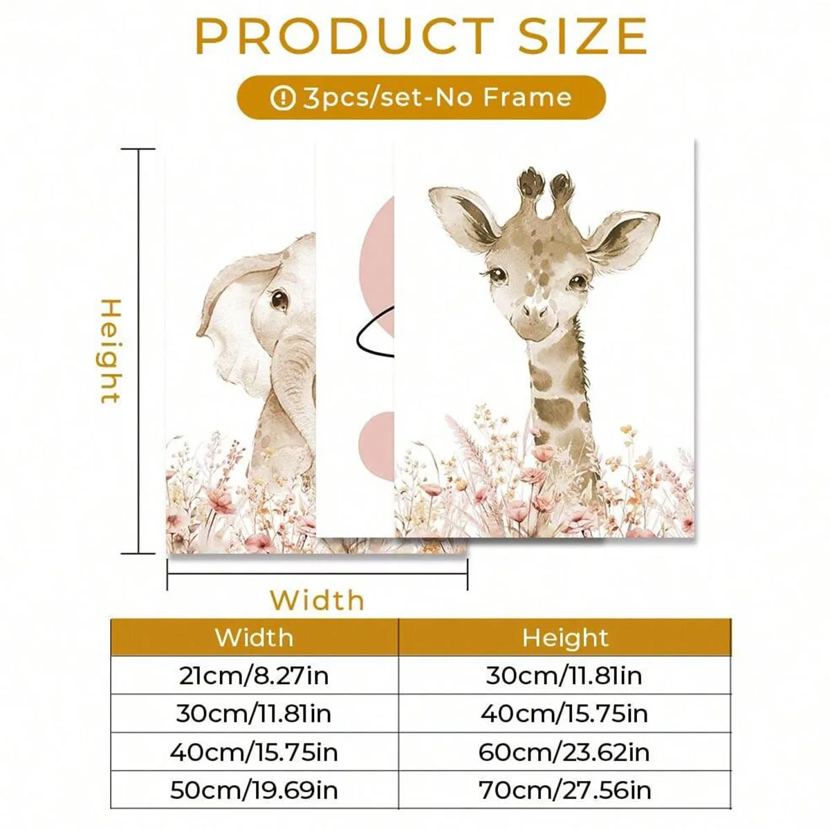 Custom Name Nursery Wall Art Set, Personalized 3pcs Canvas Posters with Cute Animals for Kids Bedroom Decor, Unique Baby Shower - view 3