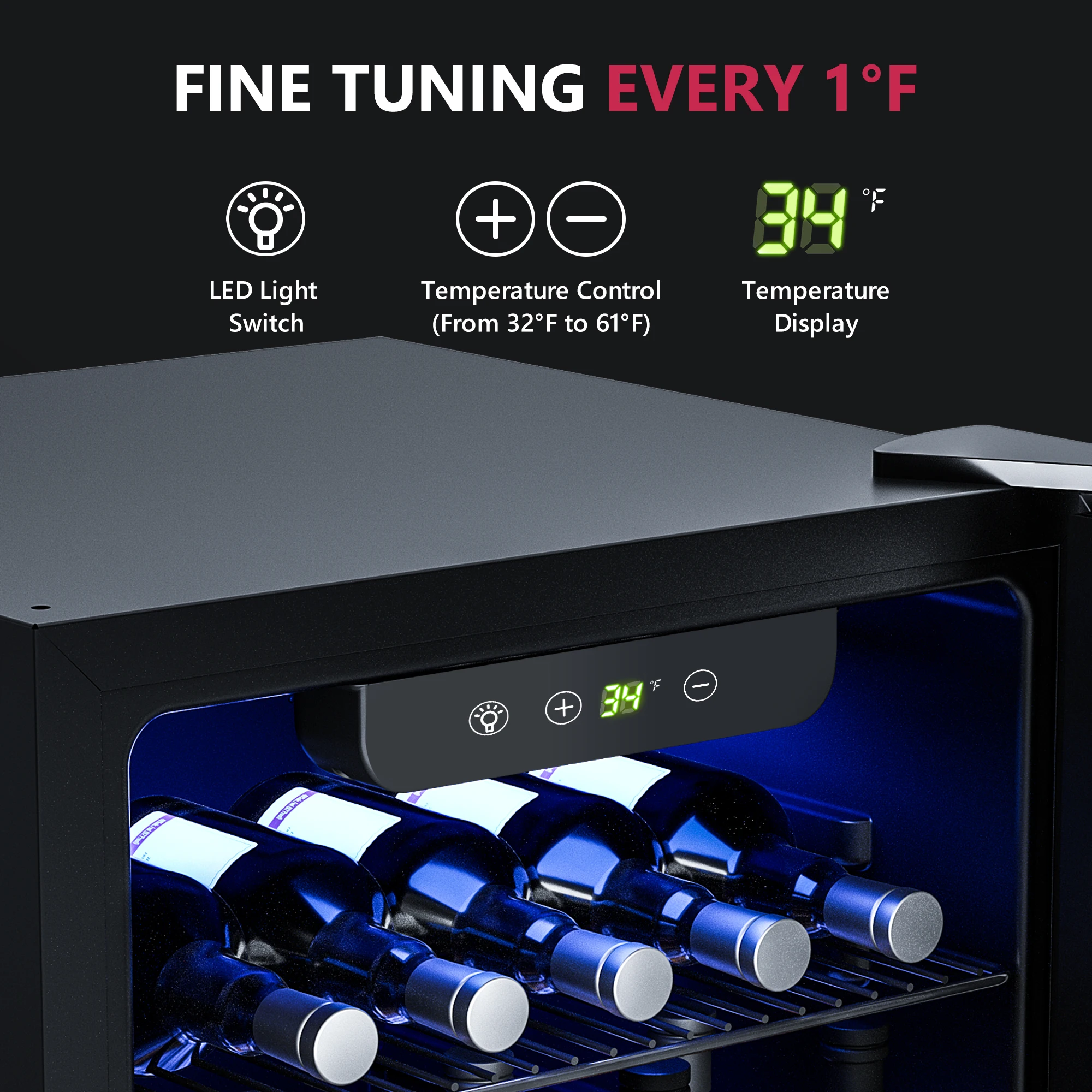 Mini refrigerador ICYGLEE, enfriador de vino para bebidas, capacidad debajo del mostrador, refrigerador de vino incorporado o independiente para bebidas de Bar en casa