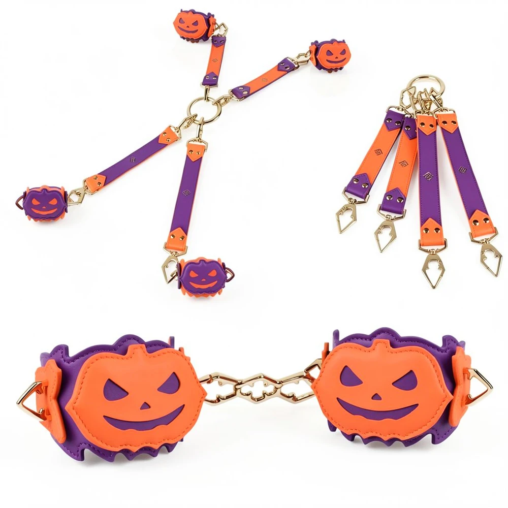 Halloween Night BDSM Kit Exotic Bed Bondage Set Leather Handcuffs Collar Paddle Adult Sex Toys Party Games Accessories
