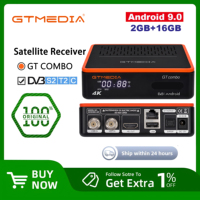 GTMEDIA GT COMBO 4k UHD Satellite Receiver Android 9.0 TV BOX ,DVB-S2/T2/Cable/ISDB-T,2.4G/5G WIFI,PK Freesat GTC Home Theater