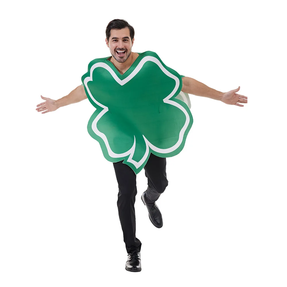 Unisex Adult St. Patrick's Day Outfit Cute Green Lucky Shamrock Costume 4 Leaf Clover Tunic St. Patrick's Day Fancy Dress Party