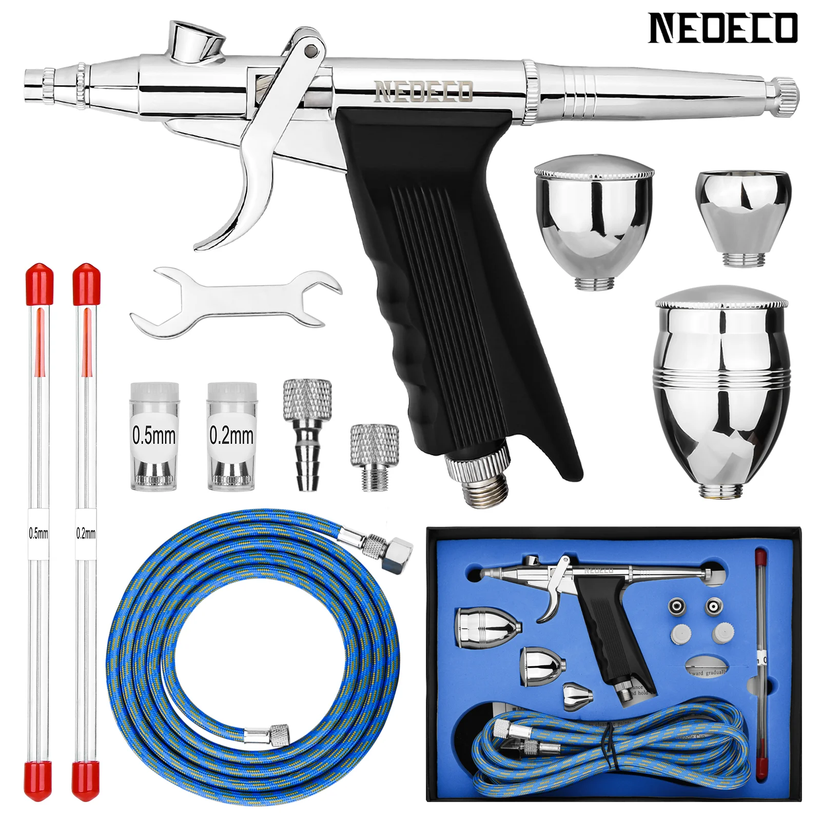 0.2/0.3/0.5mm Pistolet natryskowy z podwójnym podwójnym działaniem 2cc 5cc 13cc Zestaw aerografów Pędzel natryskowy do modeli samochodów DIY Farba