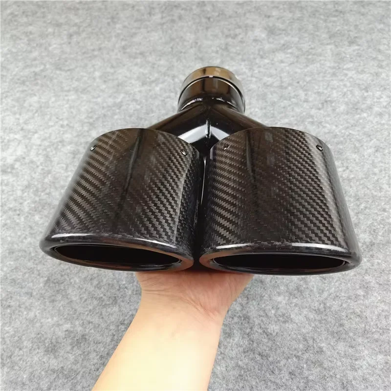 1 Piece Exhaust Pipe Glossy Black Matte Tail Throat Carbon fiber+304 Stainless steel Burnt Black Oval Muffler Tip Auto Part