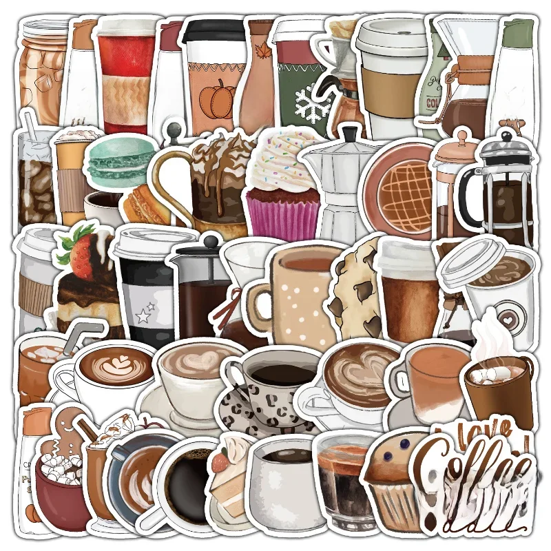 10/25/50pcs café boisson Graffiti autocollants pour album à faire soi-même valise bouteille d'eau téléphone ordinateur portable guitare voiture planche à roulettes