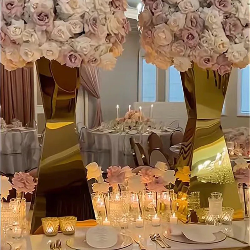 1pc Elegant Stainless Steel Mirror Display Base Stand, Suitable for Wedding, Party and Home Decoration