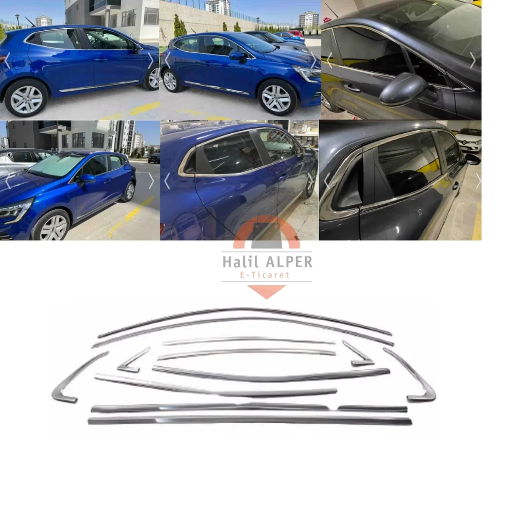 For Chrome window frame Renault Clio 5 12 pieces. 2019 and up. Stainless steel. A quality. Car accessory. Changed