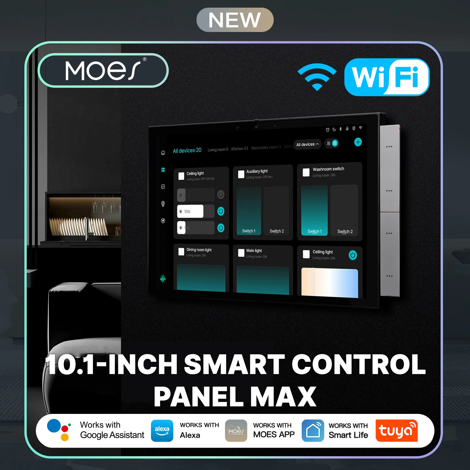 MOES Smart Home Control Panel 10.1 Inch Touch Screen with Zigbee Bluetooth Gateway, Intercom Compatible, TUYA