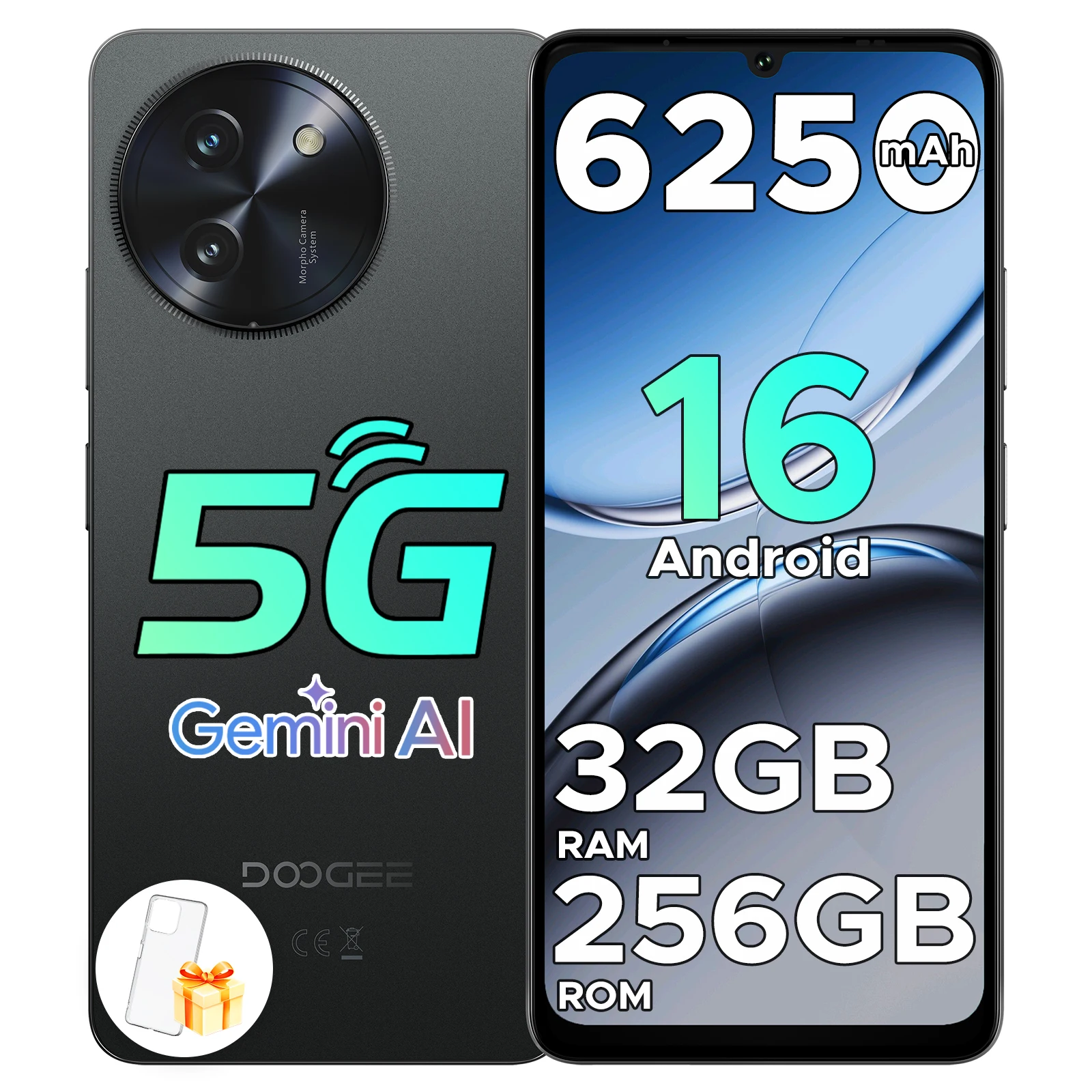 Teléfono Móvil DOOGEE 5G Note 59 Pro Android 16 con Gemini AI Octa Core 2.3GHz 120Hz Pantalla HD+ de 6.75" Batería de 6250mAh 32GB+256GB