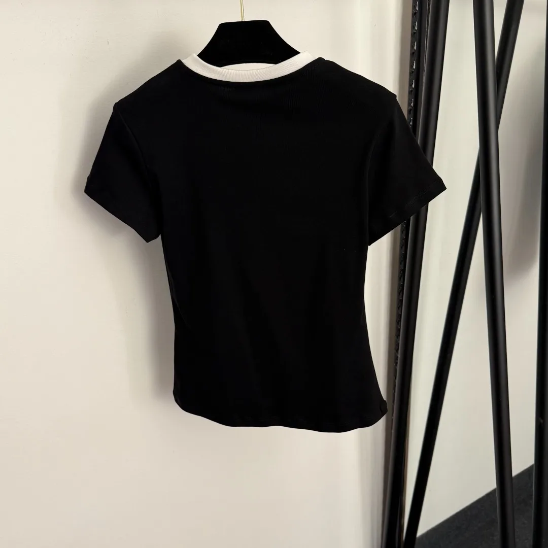 

26 early spring new women's loose round neck pullover knitted short sleeved solid color slim fit temperament top