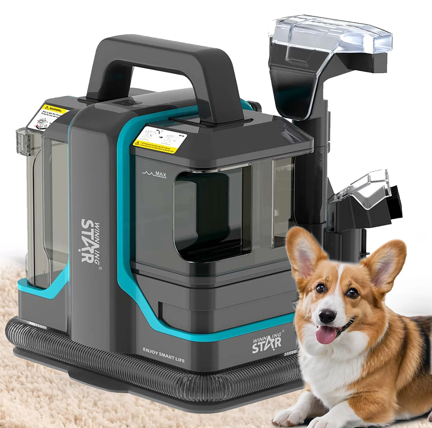 Limpiador portátil de 450W y 11Kpa, limpiador de tapicería de mano, potente quitamanchas para sofá, alfombra, colchón, cortina, pelo de mascotas, máquina de limpieza profunda de telas
