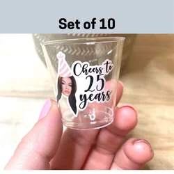 맞춤형 플라스틱 샷 안경 10개 세트, 맞춤형 샷 안경 대량, 30번째 생일 장식, 맞춤형 샷 안경, 30번째 생일