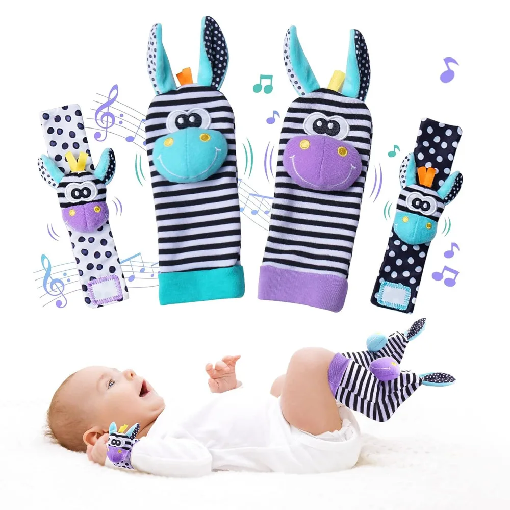 Calcetines con sonajero para bebé, juguetes de 0 a 12 meses, juguete de aprendizaje para niña y niño, desarrollo educativo temprano, regalos sensoriales para niños pequeños