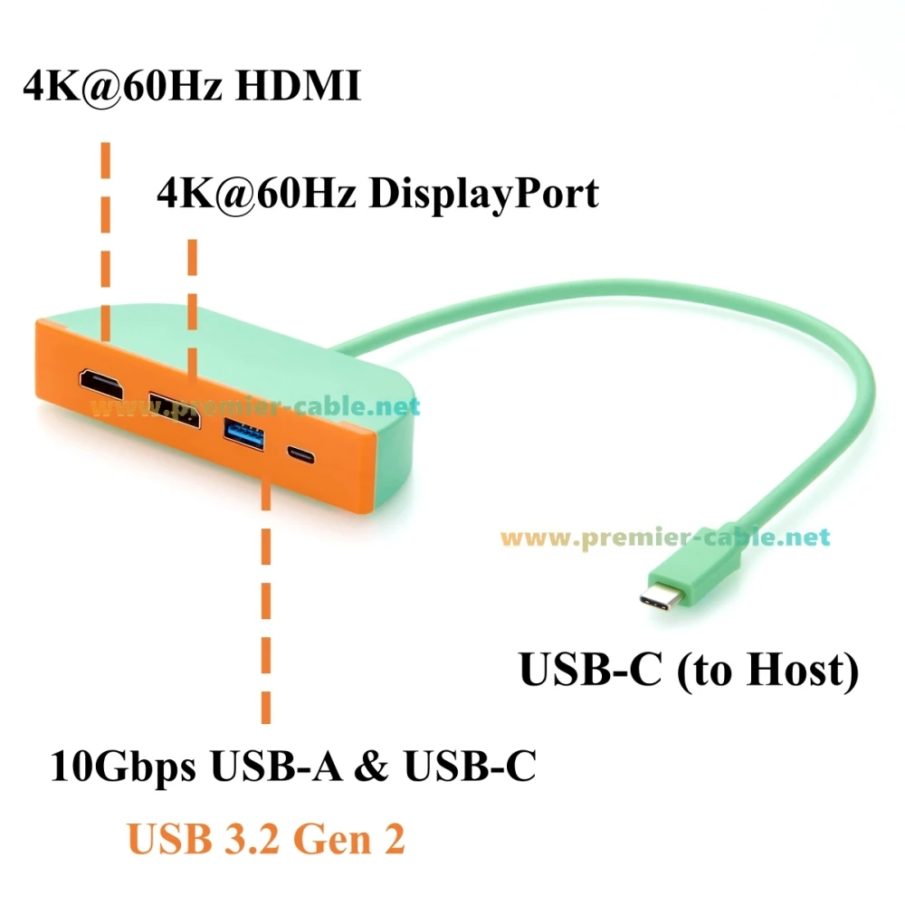 4-in-1 Tragbarer USB-C-Hub, Multiport-Adapter mit Dual-Monitor 4K@60Hz HDMI DisplayPort, 10Gbps USB-C und USB-A Datenanschlüssen – Detail 3