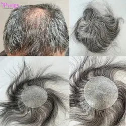 Pwigs 1B60 Thin Skin PU Bald Spot European Hair Patches Toupee For Men 8cm X 8cm Hair Piece Glue On Hair Replacement System