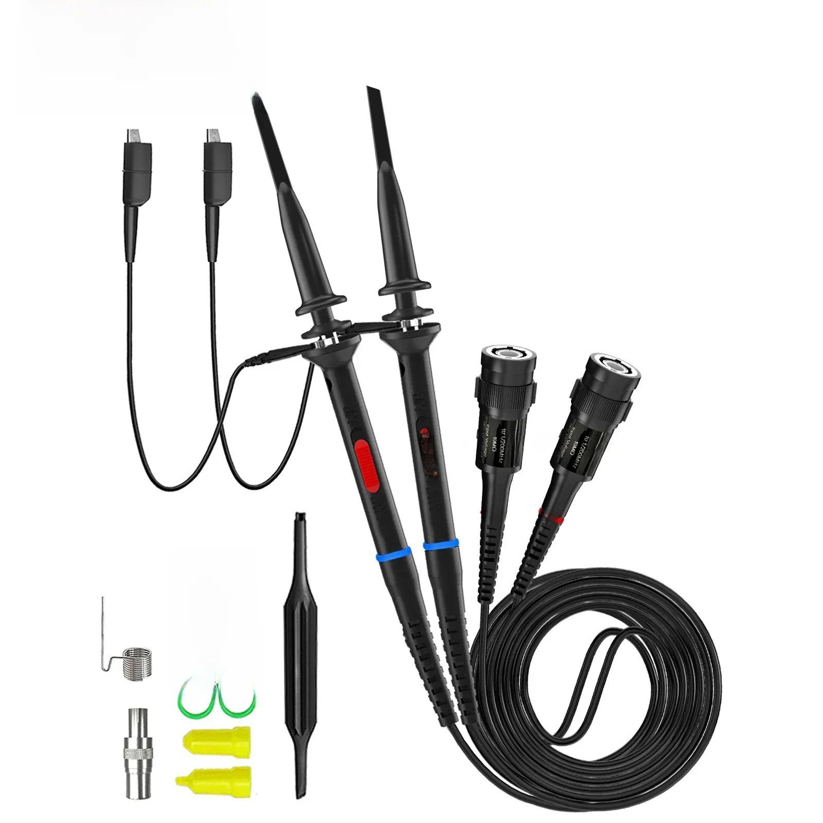 Cleqee Sonde d'oscilloscope P2200 200MHz, kit de pince de test BNC sûre, 10:1, 2 pièces