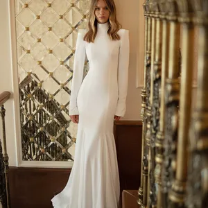 MSIKOODS Vintage Langarmes Hochhochzeitskleid 2024 Langarmer Meerjungfrau Muslim Brautkleider 12 Hauptverkäufe arabische Bräute Kleider - №12