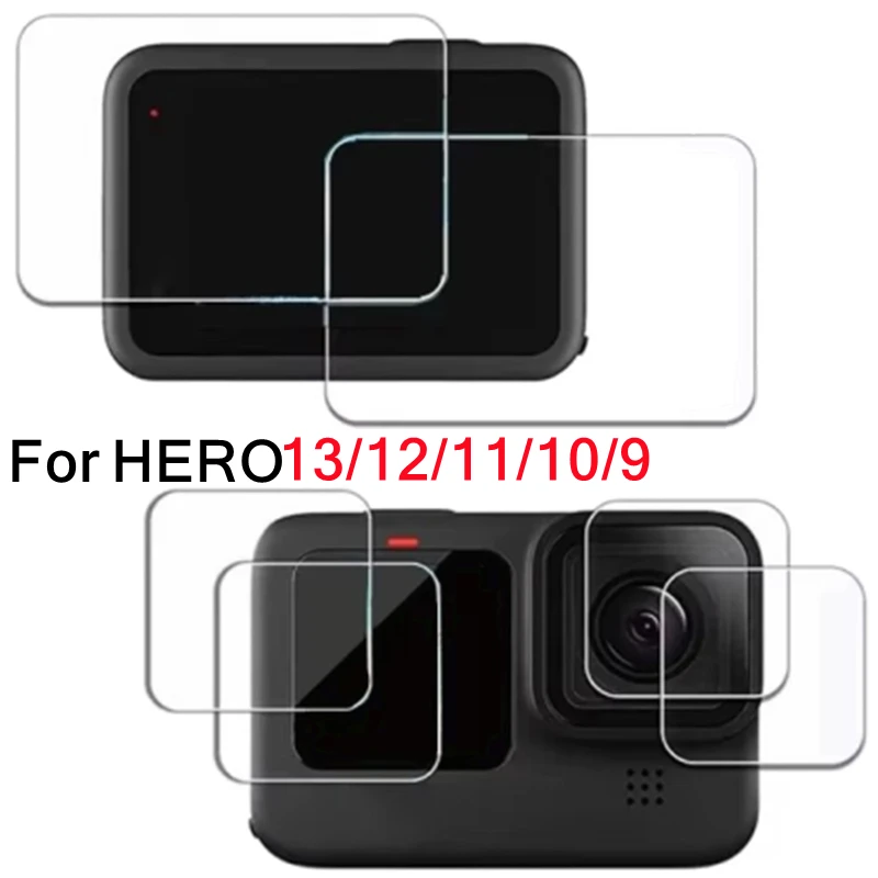 Защита экрана для Go Pro Hero 13 12 11 10 9, черное закаленное стекло для объектива камеры, Защитная пленка для GoPro Hero 12 11 10 9 Hero13