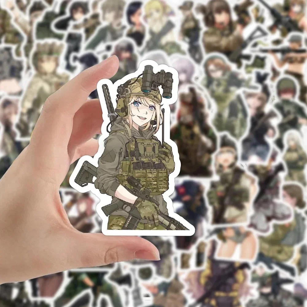 10/50PCS Camouflage Weibliche Soldat Cartoon Aufkleber Military Anime Mädchen Graffiti Aufkleber Aufkleber für Skateboard Notebook Telefon