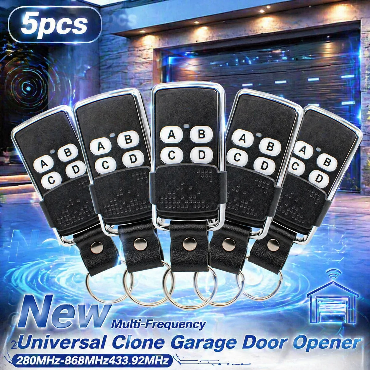 Universal Multi-Frequency Garage Door Opener 280-868MHz Duplicator Clone 433MHz Rolling Code Handheld Transmitter