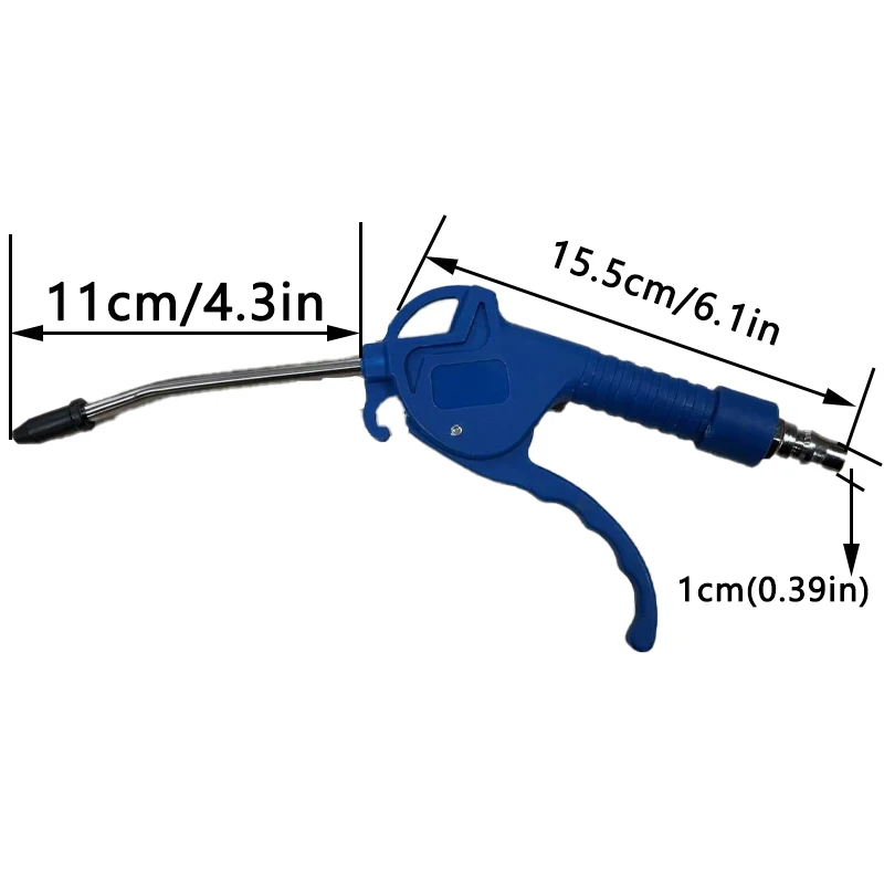 Luchtblaaspistool, luchtblaaspistool met hoog debiet voor compressor met schuin gebogen mondstuk, drie kleuren om uit te kiezen, korte stijl