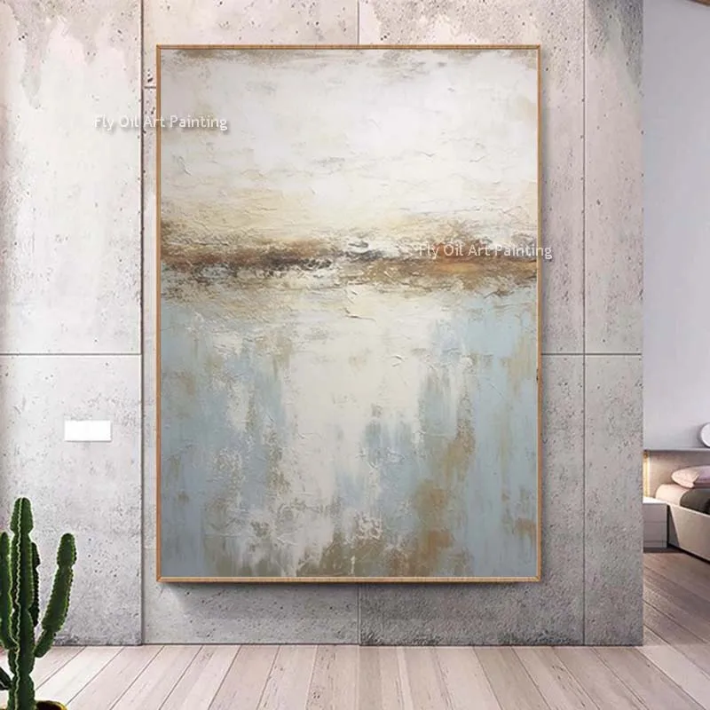 Textured Abstract Large Gray Gold Original Oil Painting On Canvas Fancy Custom Unframed Canvas Wall Art Home Decor As Best Gift