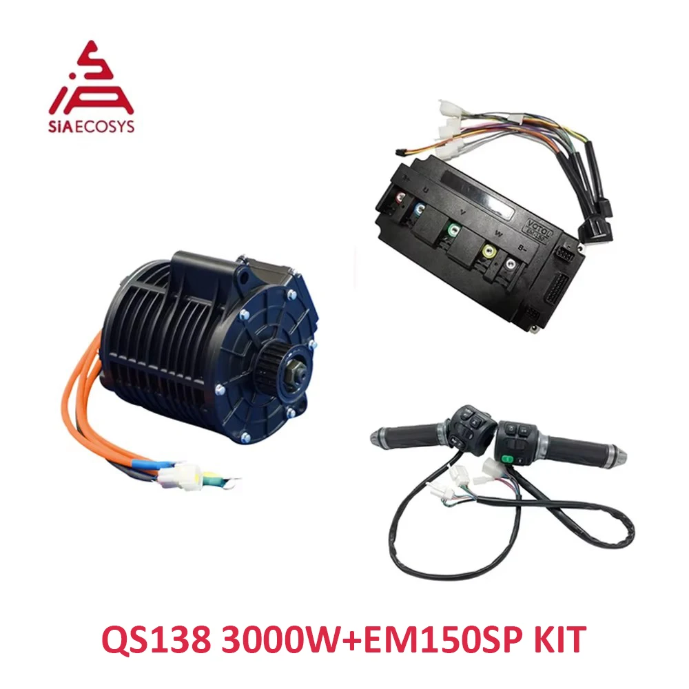 QS138 V2 3000W Mid Drive Motor System 72V E-Motorcycle Conversion Kit with Controller Belt or Sprocket Drive Option