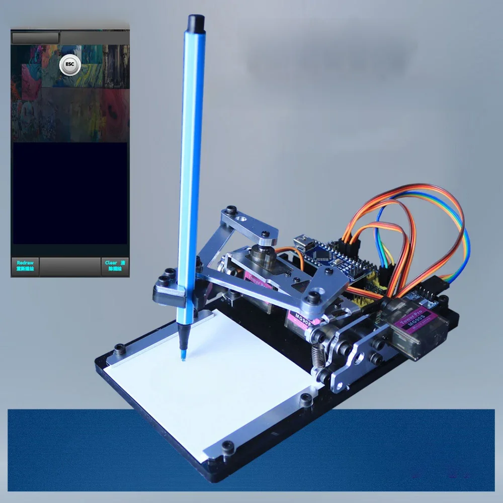Ramię robota plotera XY z manipulatorem MG90 do rysowania i szkicowania w aplikacji, zestaw DIY robota Arduino, programowalny zestaw startowy robota. — zdjęcie 2