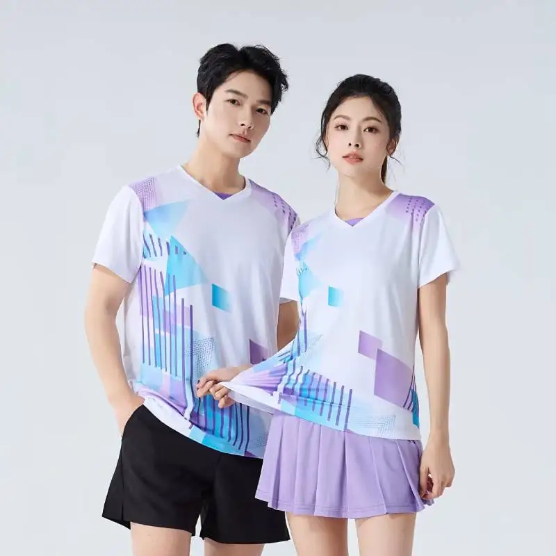 

Новые теннисные комплекты для мужчин и женщин, быстросохнущая форма для бадминтона, тенниса, пинг-понга, костюм для пары, комплект спортивной рубашки и шорт