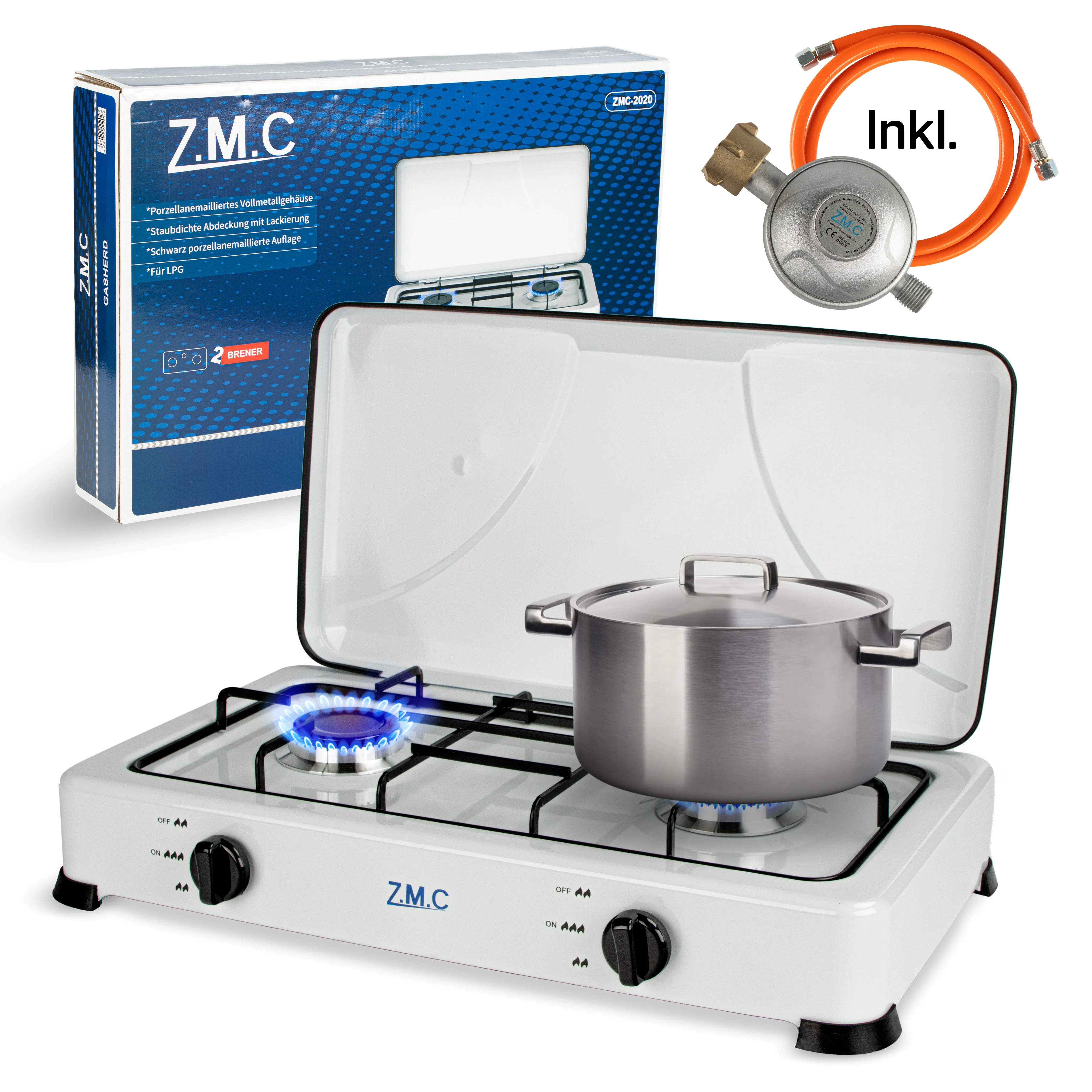 Z.M.C Gasfornuis 2-pits 3-pits 4,4 kW Campingfornuis voor gasfles propaan LPG