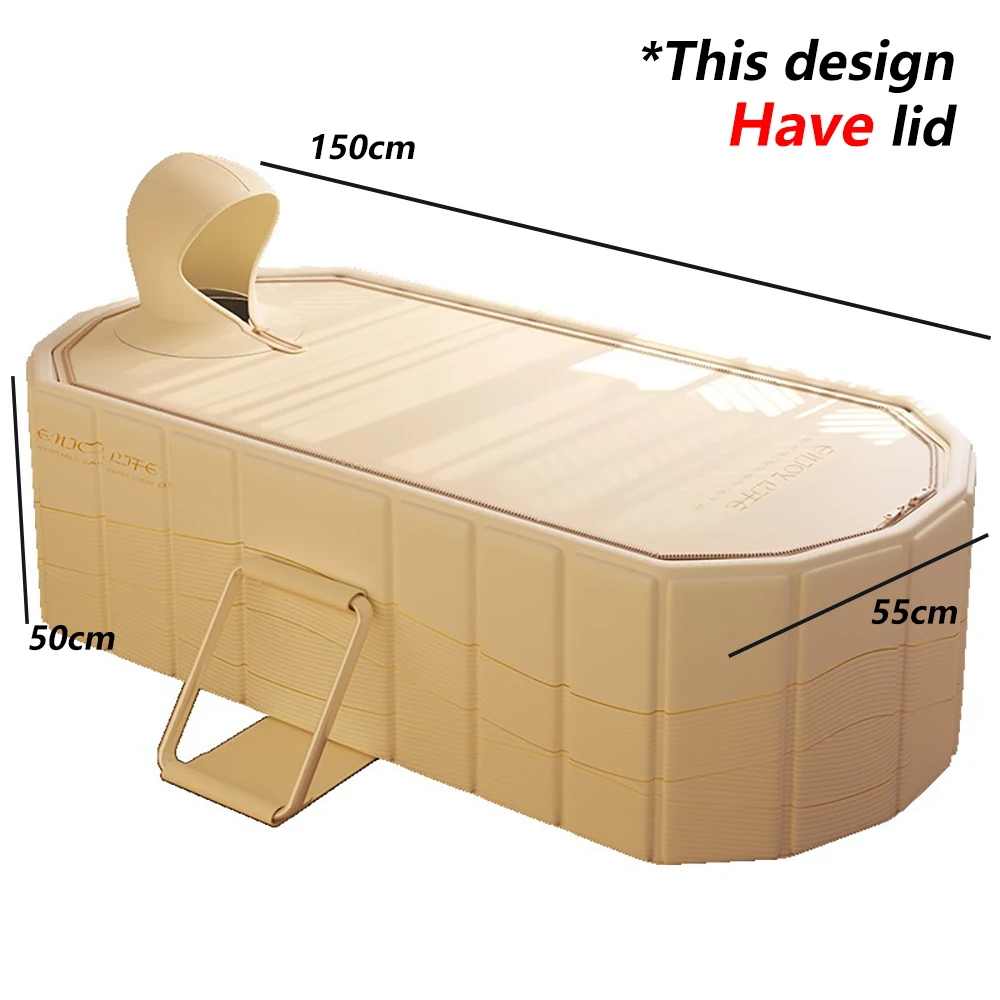 Opvouwbaar bad 1,5 m groot bad Draagbaar bad voor volwassenen Dubbele full-body bademmer Opvouwbare badkuip Warm koud bad Familie SPA